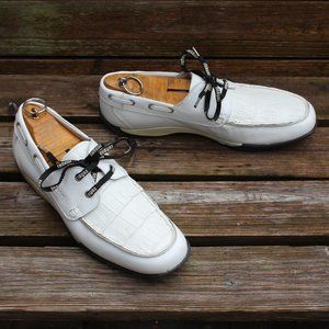 Mauri White Crocodile and Calf Driving Shoe, Size 43, made in Italy, EUC